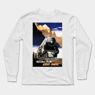 Travel by Train Across CANADA! Vintage Art Deco Railway Long Sleeve T-Shirt